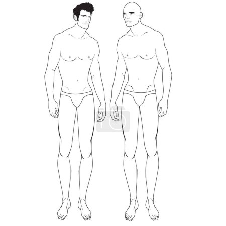 MEN AND BOYS CROQUIS AND MANNEQUIN FLAT SKETCH VECTOR