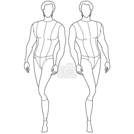 MEN AND BOYS CROQUIS AND MANNEQUIN FLAT SKETCH VECTOR