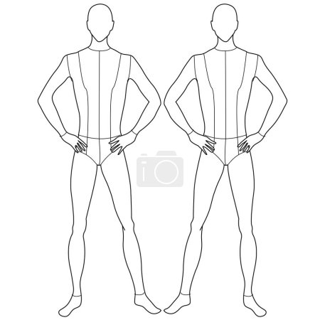 Illustration for MEN AND BOYS CROQUIS AND MANNEQUIN FLAT SKETCH VECTOR - Royalty Free Image