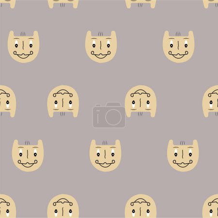 Illustration for DOODLE FACE SEAMLESS REPEAT PATTERN VECTOR - Royalty Free Image