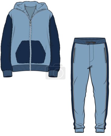 Illustration for TRACKSUIT SWEAT TOP AND BOTTOM SET FOR UNISEX WEAR VECTOR - Royalty Free Image