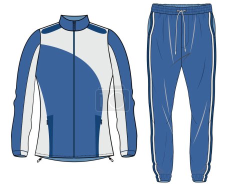 Illustration for TRACKSUIT SWEAT TOP AND BOTTOM SET FOR UNISEX WEAR VECTOR - Royalty Free Image