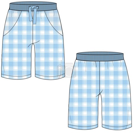 Illustration for MEN AND BOYS BOTTOM WEAR SHORTS FRONT AND BACK VECTOR - Royalty Free Image