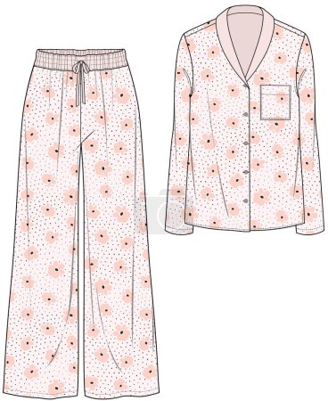 ilustración vectorial del conjunto de pijama femenino