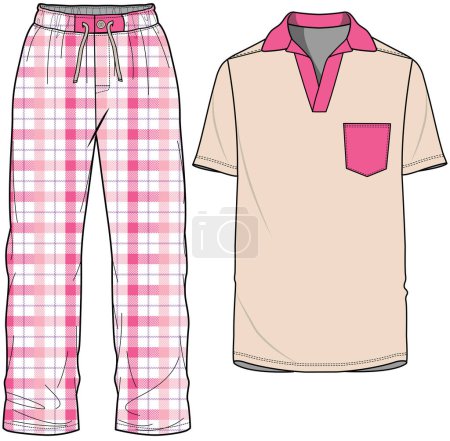 ilustración vectorial del conjunto de pijama femenino