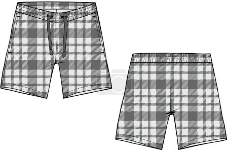 Illustration for MEN AND BOYS BOTTOM WEAR SHORTS FRONT AND BACK VECTOR - Royalty Free Image