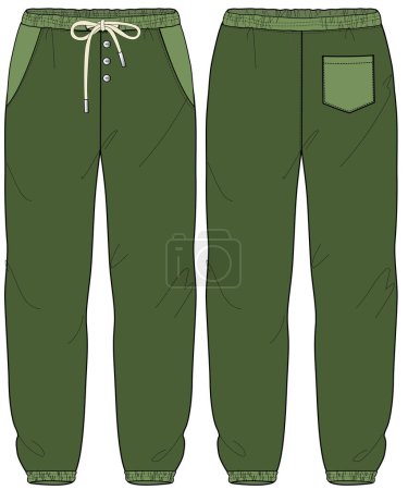 Illustration for MEN AND BOYS BOTTOMS WEAR JOGGERS AND TROUSERS FRONT AND BACK VECTOR - Royalty Free Image