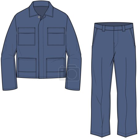 Illustration for WORKWEAR UNIFORM SHIRT AND PANTS SUIT DRESS FOR WORKERS VECTOR - Royalty Free Image