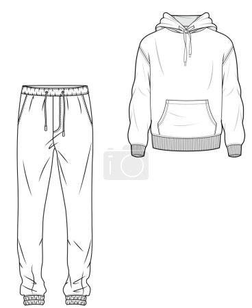 Illustration for TRACK SUIT SWEAT TOP AND BOTTOM SET FOR UNISEX WEAR FLAT DESIGN VECTOR - Royalty Free Image