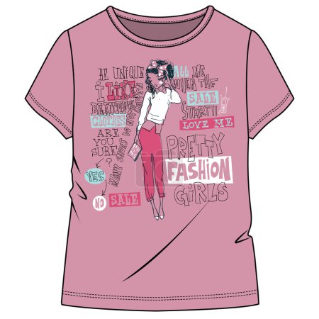 Illustration for GRAPHIC T SHIRTS FOR WOMEN AND GIRLS. - Royalty Free Image