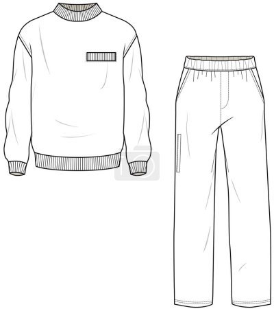 Illustration for TRACK SUIT SWEAT TOP AND BOTTOM SET FOR UNISEX WEAR FLAT DESIGN VECTOR - Royalty Free Image