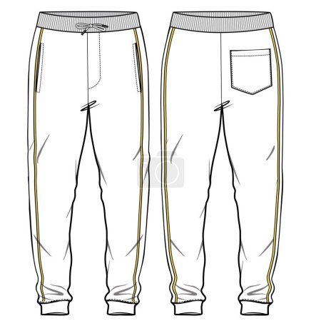 Illustration for MENS KNIT JOGGERS WITH TAPING DETAIL FLAT - Royalty Free Image