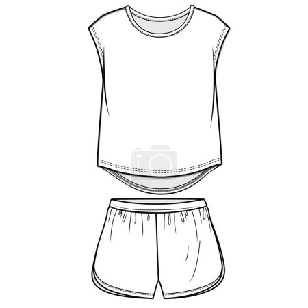 Ilustración de Camiseta y pantalones cortos set vector ilustración - Imagen libre de derechos