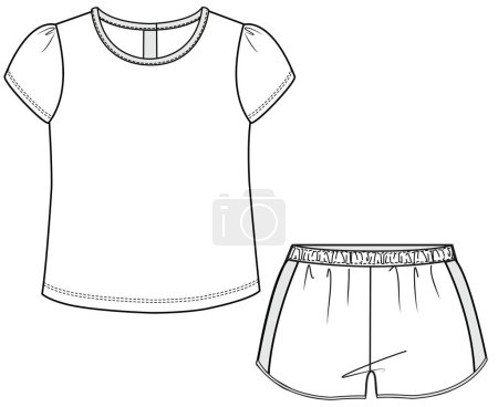 Illustration for T shirt and shorts set vector illustration - Royalty Free Image