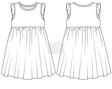Illustration for KID GIRLS NEWBORN WEAR DRESS FASHION FLAT DESIGN VECTOR - Royalty Free Image