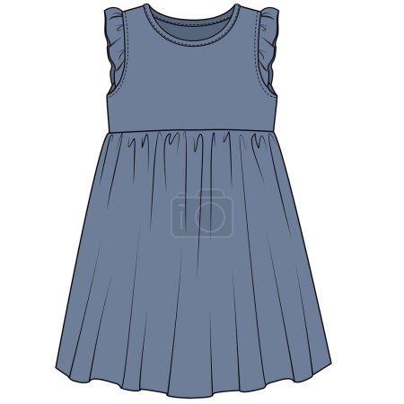 Illustration for BLUE DRESS AND FROCKS FOR GIRL WEAR VECTOR - Royalty Free Image