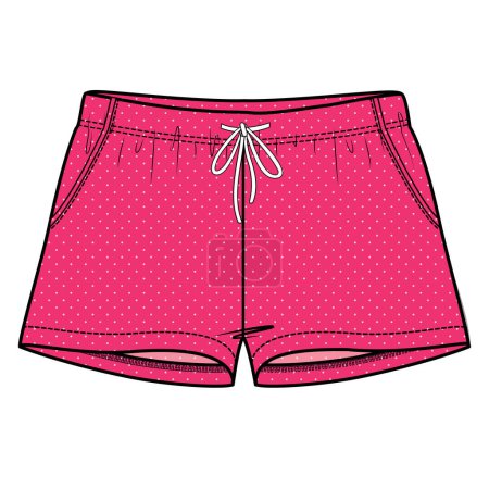 Illustration for GIRLS TEENS AND WOMEN SHORT AND DENIM SHORTS - Royalty Free Image