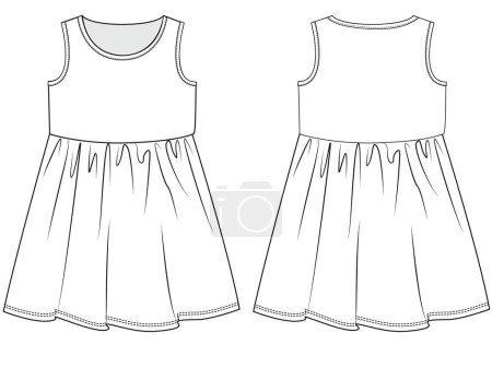 Illustration for PrintDRESS AND FROCKS FOR GIRL WEAR FRONT AND BACK FLAT DESIGN VECTOR - Royalty Free Image