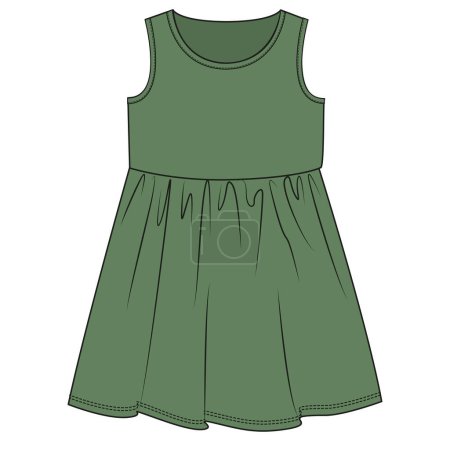 Illustration for GREEN DRESS AND FROCKS FOR GIRL WEAR VECTOR - Royalty Free Image