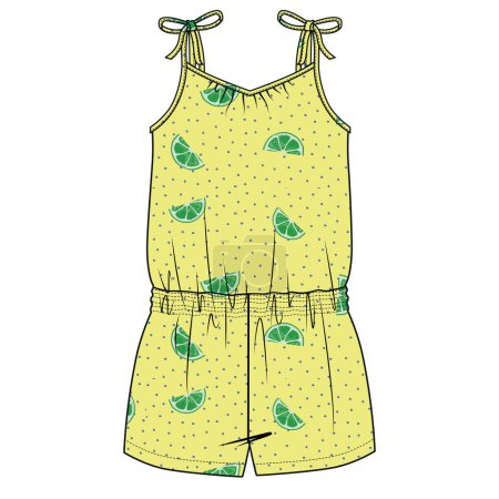 Illustration for GIRLS AND WOMEN JUMPSUIT WITH PATTERN VECTOR - Royalty Free Image