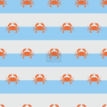 Téléchargez les illustrations : Crabes motif sans couture nautique partout impression - en licence libre de droit