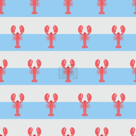 Illustration for Lobsters nautical seamless pattern all over print - Royalty Free Image