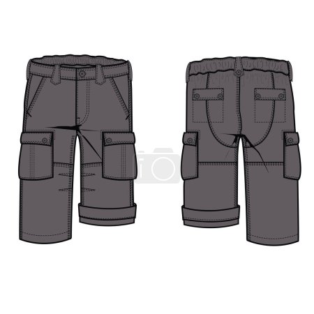 Illustration for KID BOYS BOTTOM WEAR PANT FRONT AND BACK WITH POCKET FASHION FLAT DESIGN VECTOR - Royalty Free Image