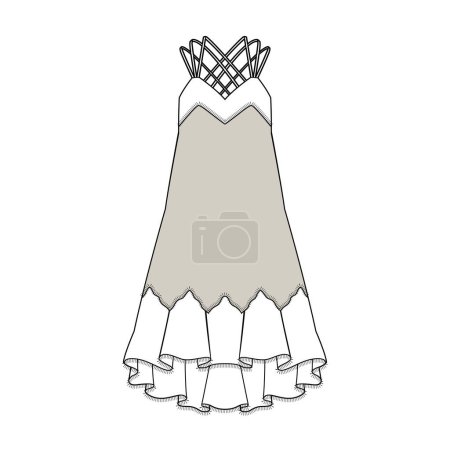 Illustration for GIRLS JUMPSUIT FLAT VECTOR ILLUSTRATION - Royalty Free Image