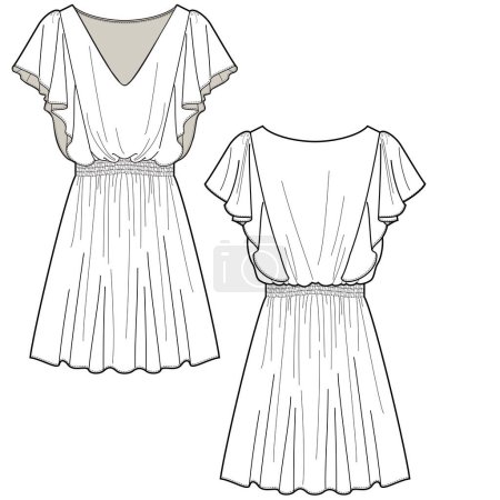 Illustration for DRESS  FLAT. VECTOR ILLUSTRATION - Royalty Free Image
