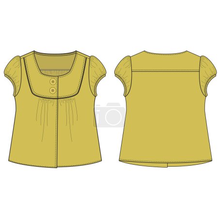 Illustration for GIRLS WOVEN TOP. VECTOR ILLUSTRATION - Royalty Free Image