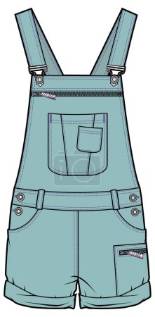 Illustration for Vector illustration of a dungaree shorts - Royalty Free Image