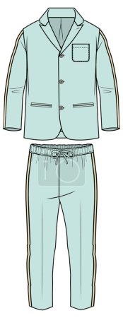 Illustration for Technical fashion illustration of tween boys sports suit - Royalty Free Image