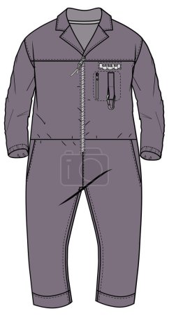 Téléchargez les illustrations : Illustration de mode technique de costume de chaudière garçons - en licence libre de droit