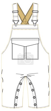 Illustration for Technical fashion illustration of children's overalls or jumpsuit - Royalty Free Image