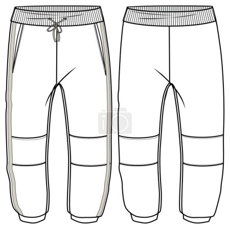 Téléchargez les illustrations : Esquisse vectorielle illustration de pantalon doux pour garçons, maquette arrière avant. - en licence libre de droit