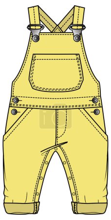 Illustration for KIDS WEAR DUNGAREE BODYSUIT AND PLAYSUIT VECTOR SKETCH - Royalty Free Image
