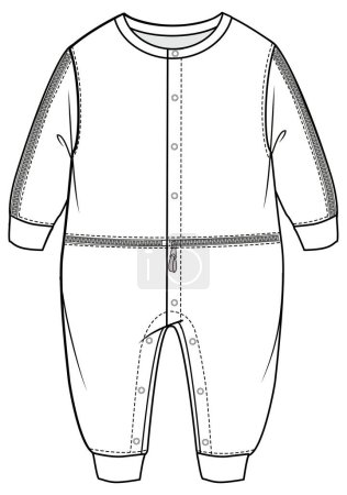Illustration for Technical fashion illustration of children's overalls or jumpsuit - Royalty Free Image
