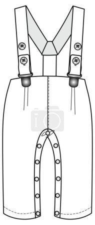 Téléchargez les illustrations : Illustration vectorielle de vêtements pour enfants dungaree - en licence libre de droit