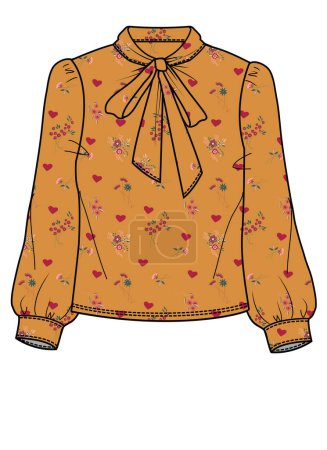 Illustration for Vector illustration of a woman's blouse with bow - Royalty Free Image