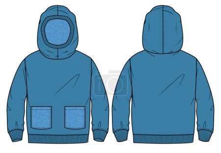 Illustration for KIDS UNISEX WEAR NATURAL SWEAT SHIRT JACKET WITH HOOD VECTOR - Royalty Free Image