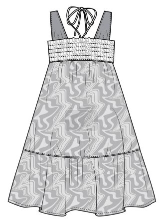 vector illustration of smocked ruffle dress