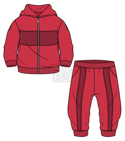 Illustration for KIDS WEAR HODDIE AND JOGGER SWEAT SET TRACKSUIT VECTOR - Royalty Free Image