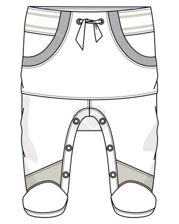 Illustration for Vector illustration of baby romper with elasticated waistband bottoms - Royalty Free Image