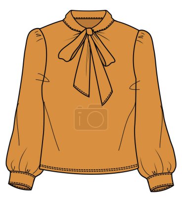 Illustration for Illustration of a woman's yellow blouse with bow - Royalty Free Image