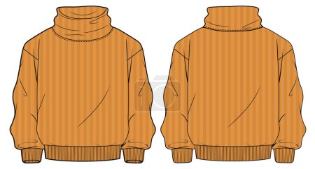 Illustration for Vector illustration of yellow sweatshirt, front back mockup - Royalty Free Image