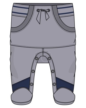 Ilustración de Ilustración vectorial de mameluco bebé gris con fondos de cintura elásticos - Imagen libre de derechos