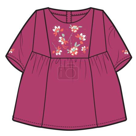 Ilustración de Vestido rosa con flores sobre fondo blanco - Imagen libre de derechos