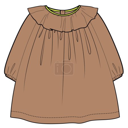 Téléchargez les illustrations : Illustration vectorielle de robe col volants - en licence libre de droit