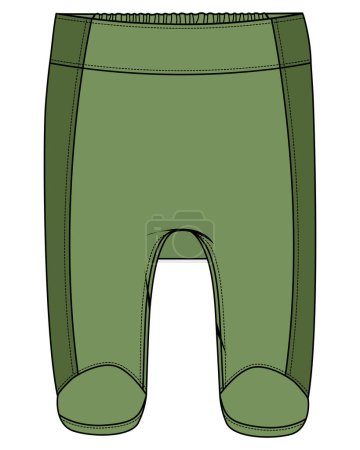Téléchargez les illustrations : Enfant fond usure vert legging plat vecteur design - en licence libre de droit