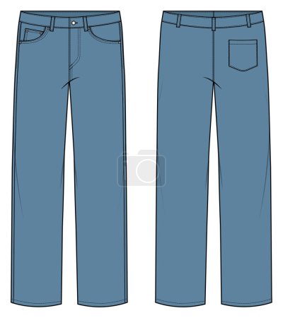 Illustration for Jeans pants icon, vector illustration, front back mockup. - Royalty Free Image